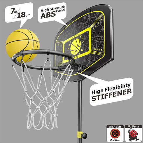 Kids Basketball Hoop Indoor Outdoor, Portable Adjustable Height 3.6ft-6.2ft for Boys Girls Age 3-8 Sports Toy