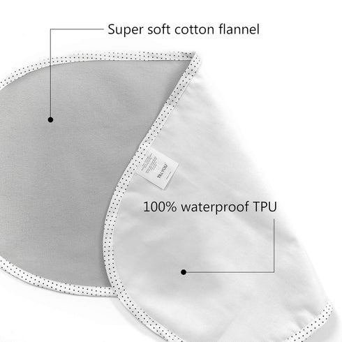 TILLYOU Changing Pad Liners, 6PK Waterproof Flannel Cotton, 27" x 13" for Baby Diaper Changing Needs, Gray