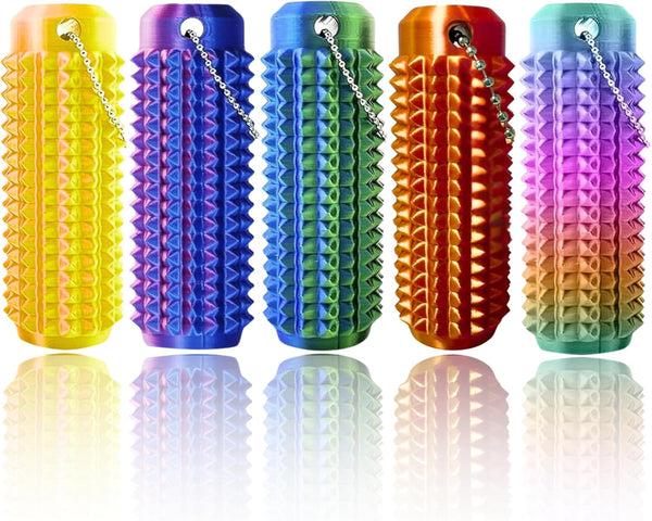 KIDATOY 5pcs Little ouchies Fidget, Spiky grippie stim Keychain, Spiky Grippy stim Keychain,
