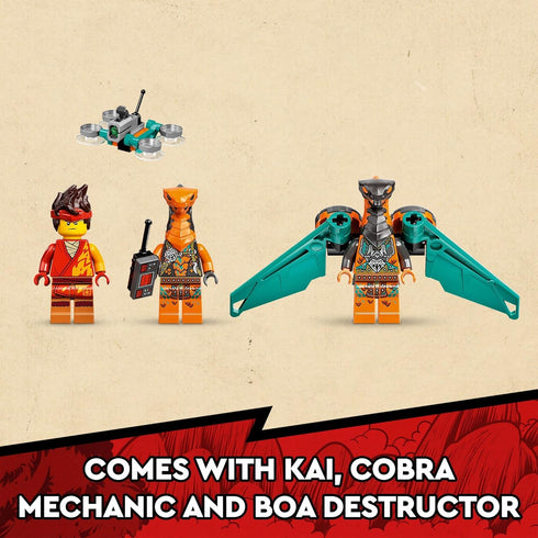 LEGO NINJAGO Kai’s Fire Dragon EVO Toy 71762 for Kids with Cobra & Boa Snake Warrior Figures and Kai Minifigure,