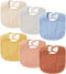 POIKSHARK 6-Pack Muslin Baby Bibs for Unisex Boys Girls, Cotton Baby Drool