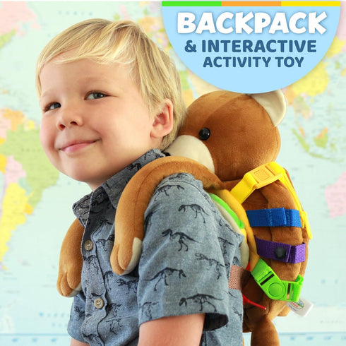 Backpack Backpack Buckle Toys Bear - Toddler & Stuffed Animal Learning Activity Develops Fine Motor & Basic Life Skills