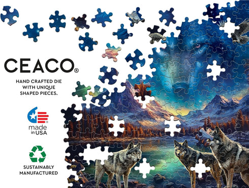 Ceaco Glow in The Dark Jigsaw Puzzle, The Beauty of Wolves, 750 Piece Puzzle for Adults