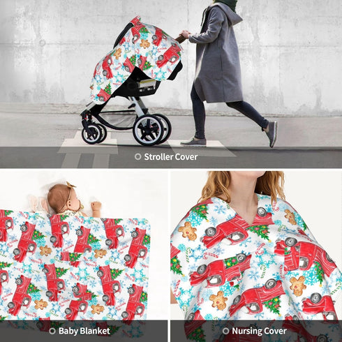 Schgap Christmas Baby Car Seat Covers Canopy Nursing Cover Breastfeeding Baby Carrier Cover Carseat Canopy for Shower
