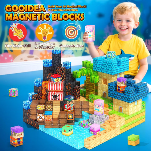 150PCS 3-5 4-8 5-7 8-12, Magnetic Blocks - Magnetic Building Blocks Magnet Toys for Kids Age Mine Magnet World Craft