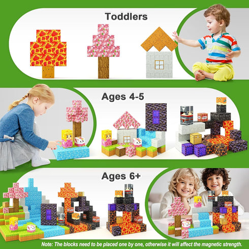 Set, 3+ 84PCS Magnetic Blocks - Build Mine Magnet World Magic Portal Magnetic Tiles Building Blocks Toddler Toy STEM