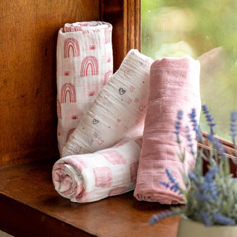 4 Pack 31.5 43.3 Muslin Swaddle Blankets for Newborn, Cotton Baby Blanket, Large x Breathable Soft Receiving Blankets
