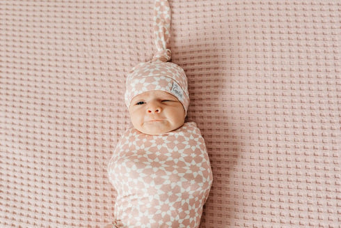 Star-Patterned Large Knit Baby Swaddle Blanket by Copper Pearl