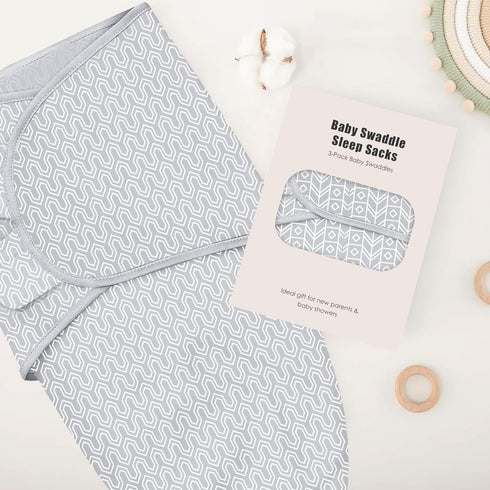 3-Pack 0-3 SWEET DOLPHIN Baby Swaddle Sleep Sacks - Newborn Swaddle Blanket with Soft Cotton - Ergonomic Wrap for Boys