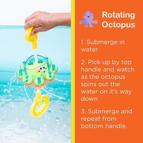 Splashin'kids Bath Toys, Double The Fun Baby Water Toys, Rotating Octopus and Head Bobbing Reindeer