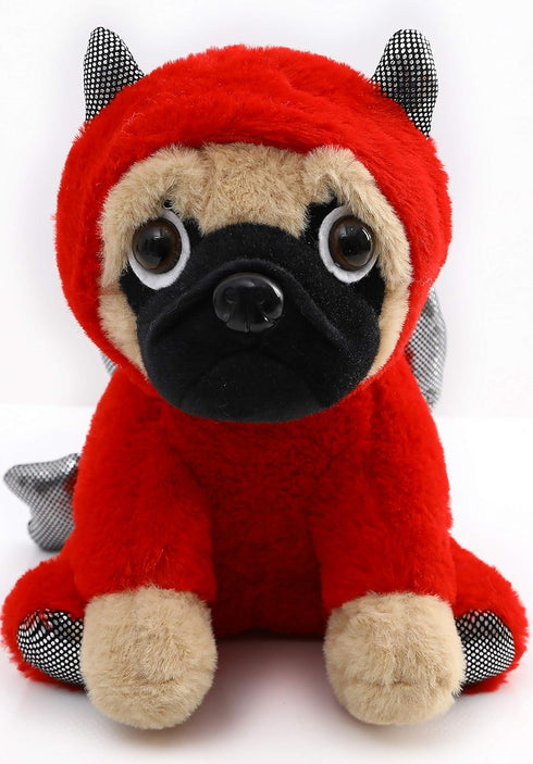 Pug Devil Stuffed Animal, Plushies Dog in Devil Costume, Funny Plush Toys for Kids, 12 Inch