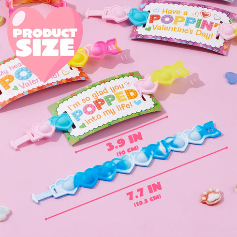 28 JOYIN PCS Valentine's Day Gifts Cards with Heart Pop Fidget Bracelets, Stress Relief Pop Bubble Fidget Toys for Kids