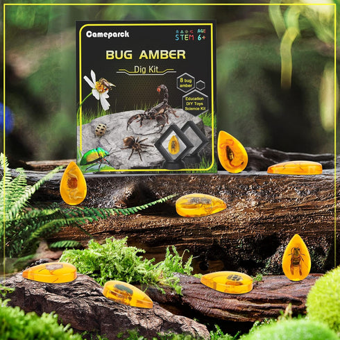Bigger Amber Dig Kit - 8 Different Artificial Insect Resin, Excavate Unique Insect Specimens for Kids