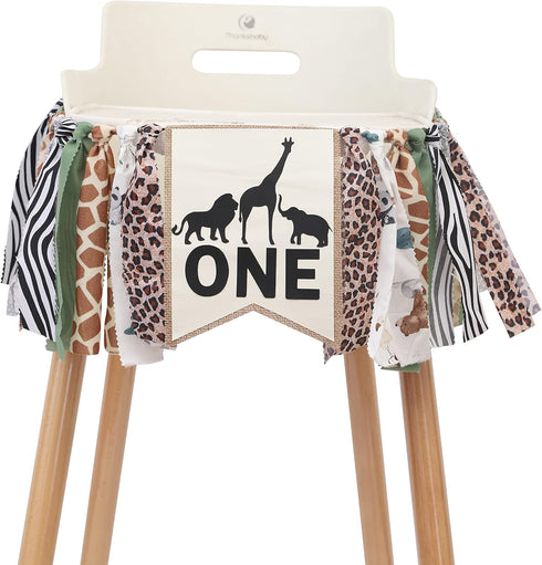 Decor,1st Jungle Safari High Chair Banner for Baby - Wild One for Baby Safari Party Birthday Party Banner