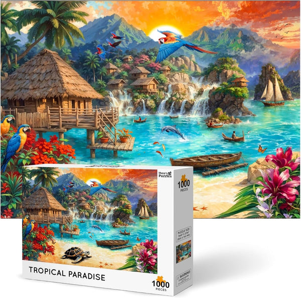 Theo's Puzzles Jigsaw Puzzles 1000 Piece Puzzle for Adults, Families Dogs Beach