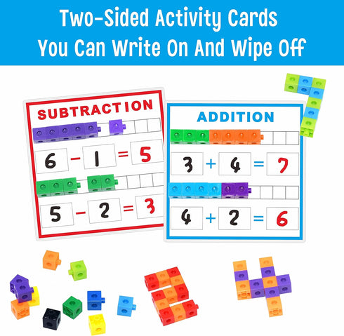 SpriteGru Math Linking Cubes, Manipulatives with Activity Cards for Kids Kindergarten Learning Activities