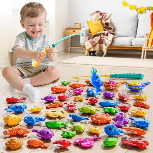 3-5 4-8 3-5, 3 4 5 6 7 8 Magnet Fishing Game for Kids - Fish Toys for Kids Bathtub Floating Toy Fishing Pole and Rod