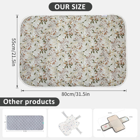 21 5/8" 31.5" Mat(Leaf1PCS) Baby Diaper Changing Pad, x Waterproof Changing Pad Liners - Reusable Soft and Absorbent