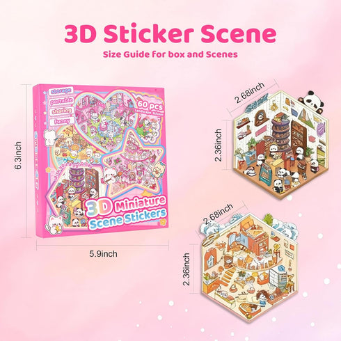 20 Sets 3D Sticker Scene Craft Kit Adult Creative Relaxation Activity,Build Decorative Miniature House & Landscape