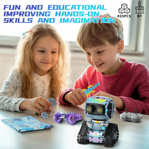 EXCOUP 3 in1 Set 6 7 8 9 10 11 12+ (433 STEM Robot Building Kit, Remote & App-Controlled Robotic Toys, Robot Building