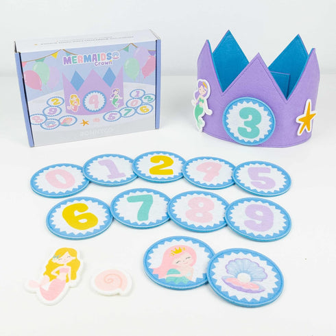 BONNYCO Mermaid Birthday Crown with Interchangeable Numbers 0 to 9, Themed Figures for Girls Birthday Gifts