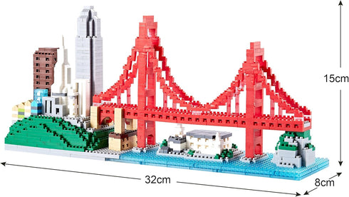 Micro Building Blocks Set - San Francisco Golden Gate Bridge Model, 1610 Pieces Collectible Kit for Adults