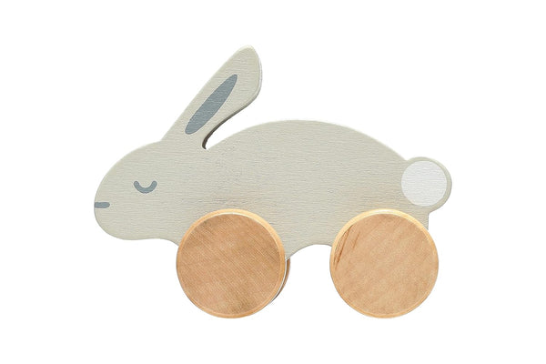 Pearhead Wooden Toy Bunny, Push and Pull Montessori Toy for Baby Girl or Boy Nursery Accessory