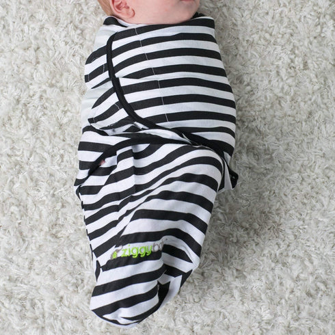 Ziggy Baby Adjustable Baby Swaddles, 0-3 Months, 3 Pack, Soft Cotton Black & White, Newborn Swaddle Blankets