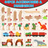 Lehoo Castle Wooden Train Set, Dinosaur Wooden Train Track Set for Toddlers 2-4, Fits Thomas and Brio