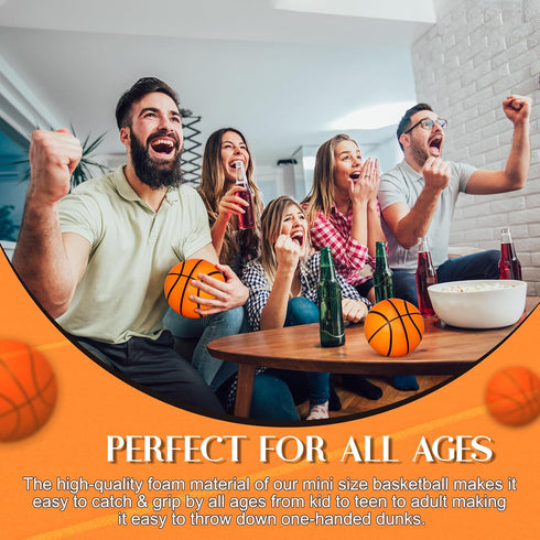 Syhood 4 Pcs 4 Inch Foam Basketball Stress Balls, Squeeze Sports Ball for Kids Adults, Anxiety Relief Balls