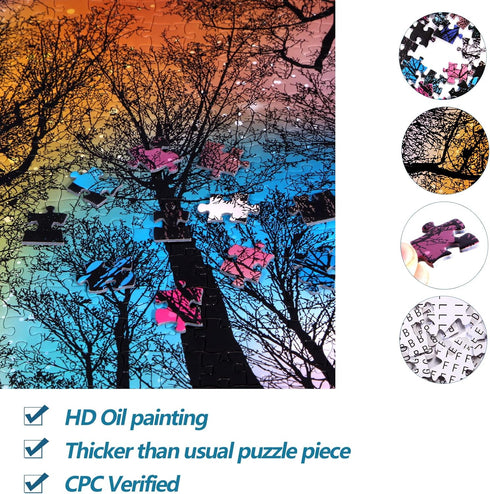 Bgraamiens Puzzle - Forest Under Starry Night - 1000 Pieces Gradient Magic Colorful Puzzle for Adults