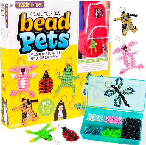 Made By Me Create Your Own Bead Pets, Over 640 Beads, Lanyard Clips, Keyrings, Storage Box for Kids