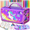 56 PCS Washable Scented Markers Set with Glitter Pencil Case, Mermaid Unicorn