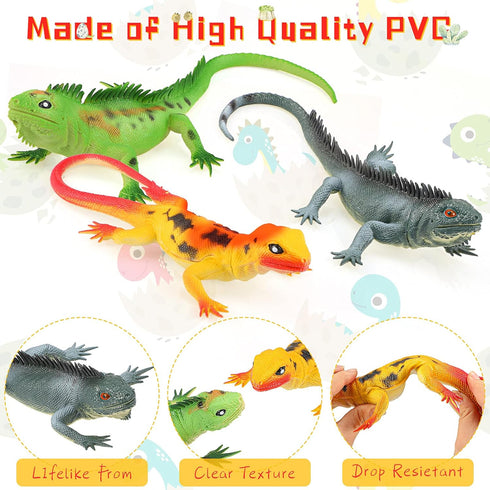 13.5 Inch Lizard Toy with Sound - Colorful Plastic Fake Big Artificial Model Lizards for Educational Prop Party Favor