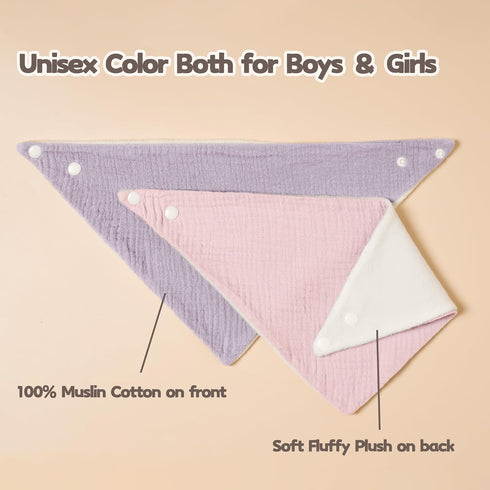 Muslin Baby Drool Bibs, 6 Pack Soft Triangular Adjustable Baby Bandana Bibs for Unisex Girls & Boys