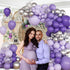 147pcs Purple Balloon Garland Arch Kit, Different Sizes with Dark Purple Light Purple Metallic Silver Confetti Lavender