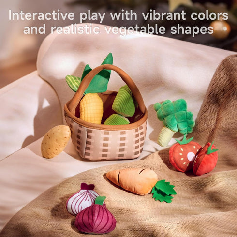 Set 3 6 9 12 TUMAMA Plush Veggie Basket Play Stuffed Vegetable Toys, Baby Toys for Months, Pretend Play Food Sensory