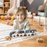 Playset 1+, Set SPEEDY MONKEY Wooden Car Transporter Train Toy Multicolor Engine with Removable Cars Carrier Train