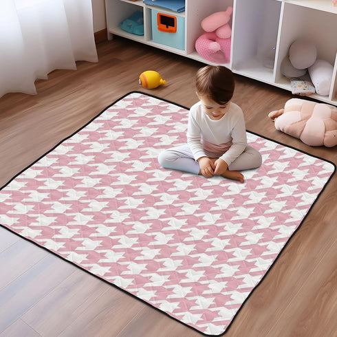EtherSpher Cozy foldablummy 50'' 50''alfombras Classical Peach White Houndstooth Large Non-Slip Baby Floor Play mat