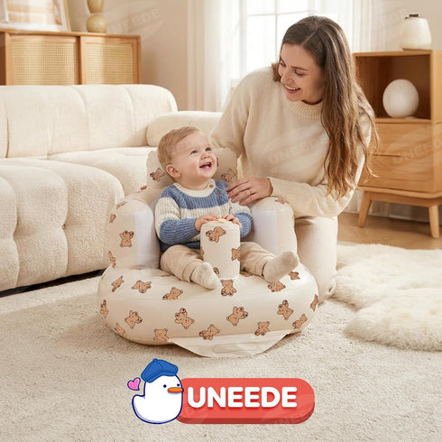 3 UNEEDE Inflatable Baby Seat for Months & Up, Infant Floor Chair for Sitting Up with Built in Air Pump, Lightweight