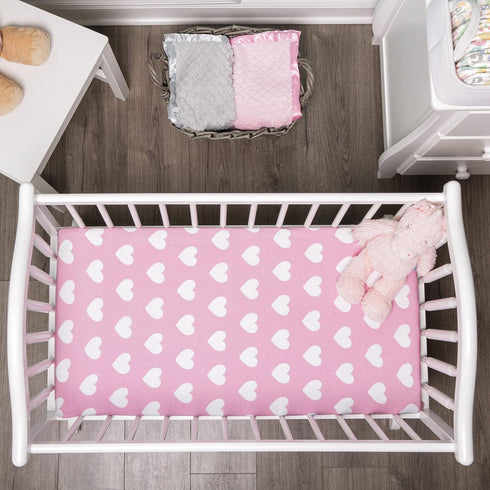 2 Pack Set 100% EVERYDAY KIDS Baby Cradle Sheets - Fitted for Baby Girl; Cotton Jersey Knit, Breathable and Soft Cradle
