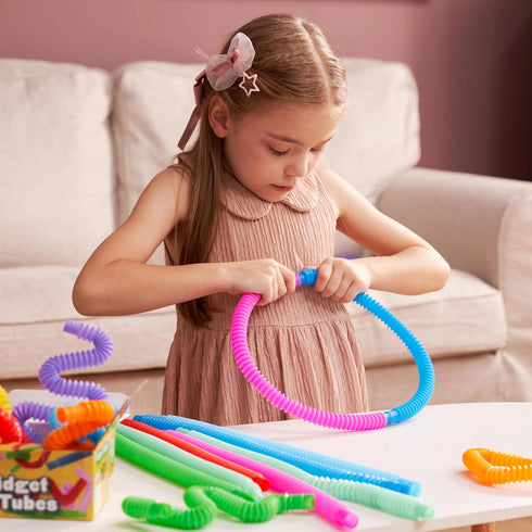 72 Pack 9 JOYIN Pop Tubes, Sensory Toys (Small) Fidget Toys Party Favors - Colors, Creativity Learning & Fun