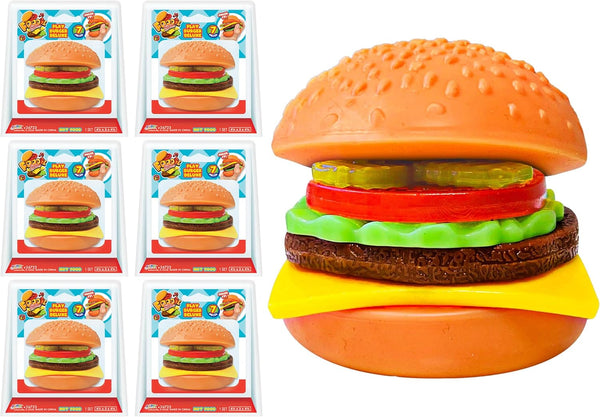 JA-RU Foodie Fusion Play Burger Deluxe Squishy Toy (6 Pack) Smushy Make