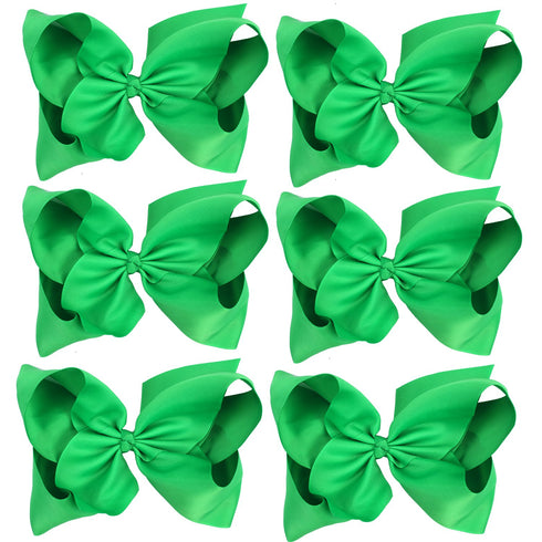 Huge Boutique Hair Bows Alligator Clips 6 Pcs 8 Inch for Women, Teens, Baby Girls (Green)