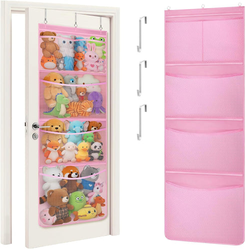 Lifewit Stuffed Animal Storage, Over the Door Organizer with 5 Expandable Mesh