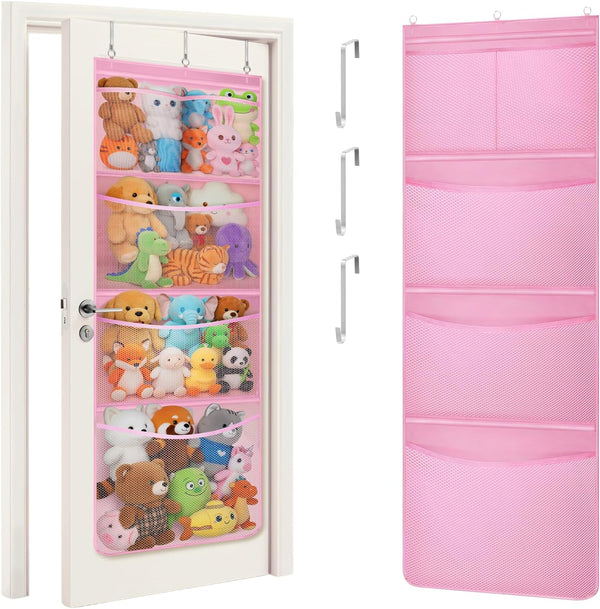 Lifewit Stuffed Animal Storage, Over the Door Organizer with 5 Expandable Mesh