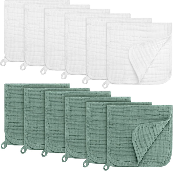Accmor 12 Pack Muslin Burp Cloths 100% Cotton 20''x10'' Large Extra Soft