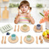 Set Set Wooden Toy Dish Toddler Plates and Cutlery Children's Kitchens Accessories Kids Role Play Food Gift for Girls