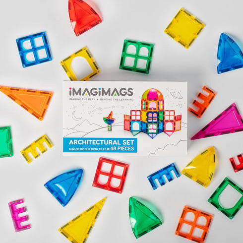 Magnetic Building Tiles, 48 Piece Architectural Dome Set for Kids, Educational Creative Learning Activity for Ages 3+