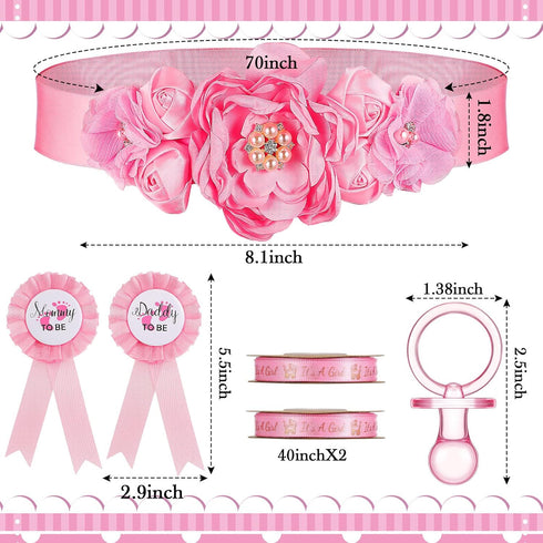 53 Set Pcs Baby Shower Pacifiers Include Maternity Sash Pink Acrylic Baby Pacifier It's a Girl Ribbon Pacifier